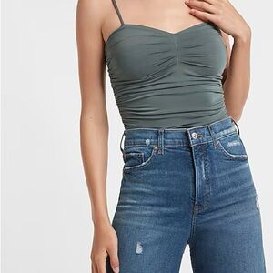 Express Body Contour Double Layer Ruched Bodysuit